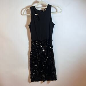 AMYLYNN Black Dress With Top Cutout And Sequined Top Size S